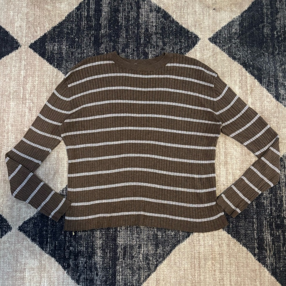 Thread & Supply Brown and Cream Lightweight Sweater